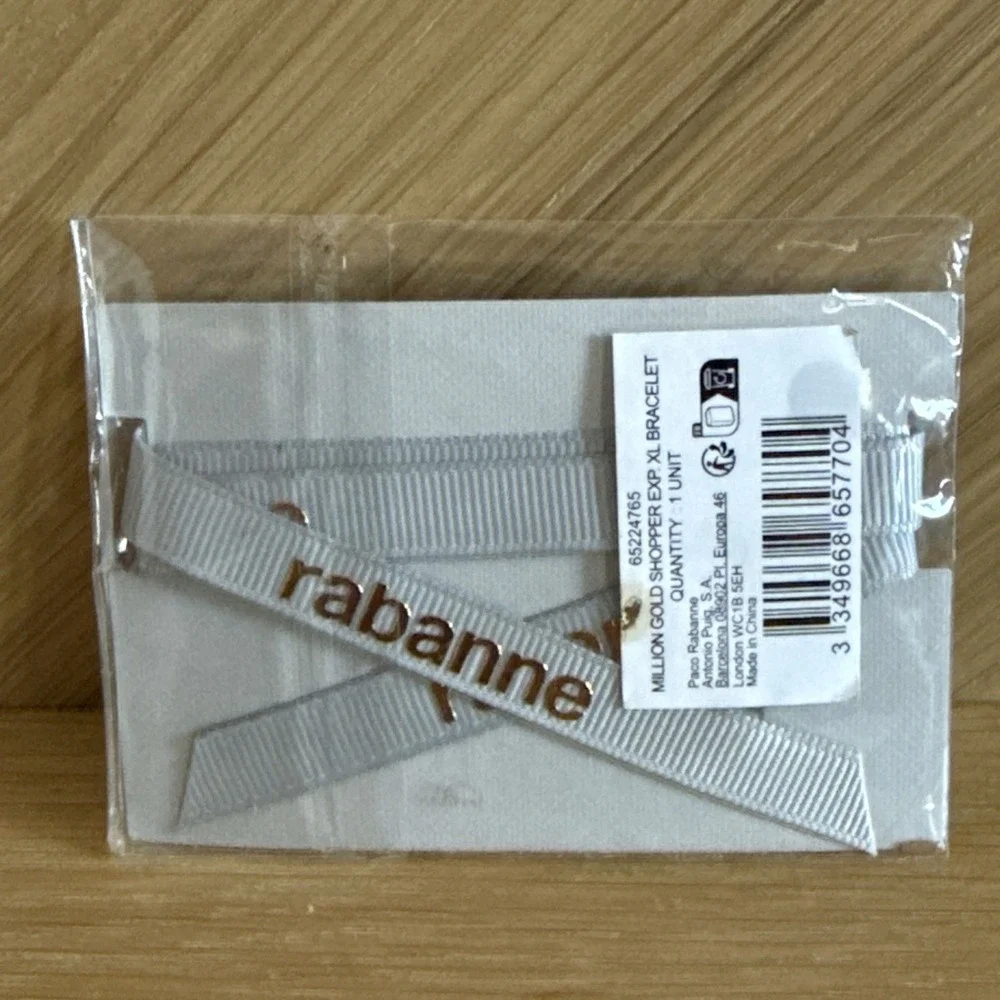 Paco Rabanne Million Gold Ribbon &‎ Chain Link Bracelet RARE NWT